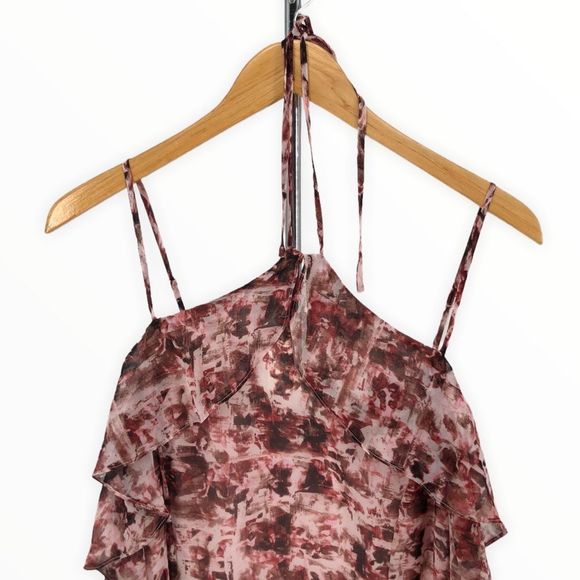 Chelsea28 Halter Open Shoulder Ruffle Print Dress size XL - Picture 4 of 14